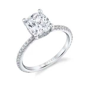 Cushion Cut Classic Engagement Ring - Maryam 18k Gold White