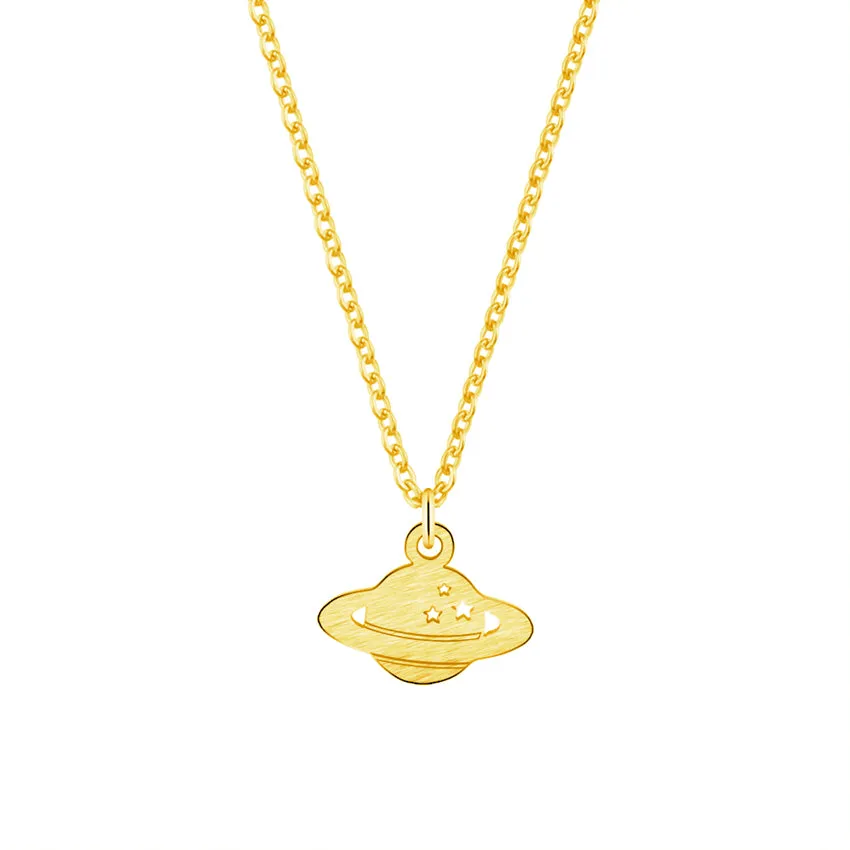 Dainty Star Planet Saturn Pendant Necklaces For