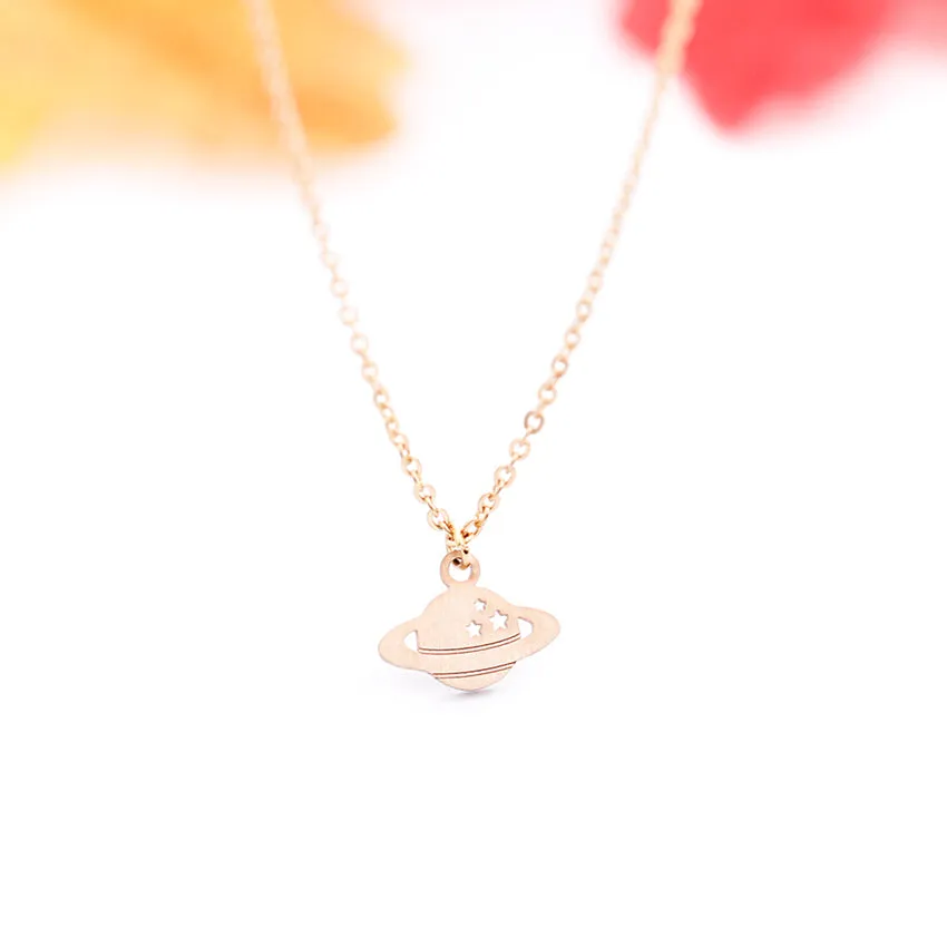 Dainty Star Planet Saturn Pendant Necklaces For