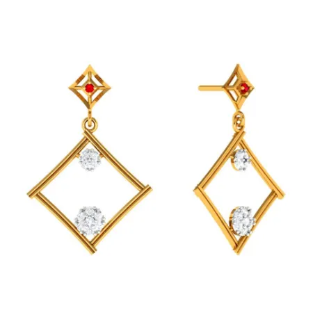 Dazzling Diamond Embedded Triangle 22k Women's Gold Earrings