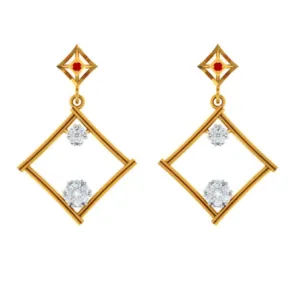 Dazzling Diamond Embedded Triangle 22k Women's Gold Earrings