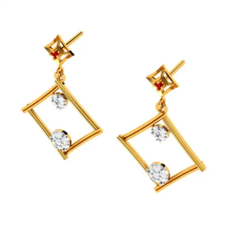 Dazzling Diamond Embedded Triangle 22k Women's Gold Earrings