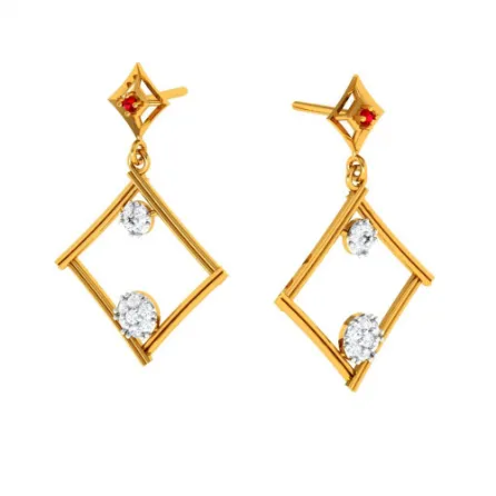 Dazzling Diamond Embedded Triangle 22k Women's Gold Earrings