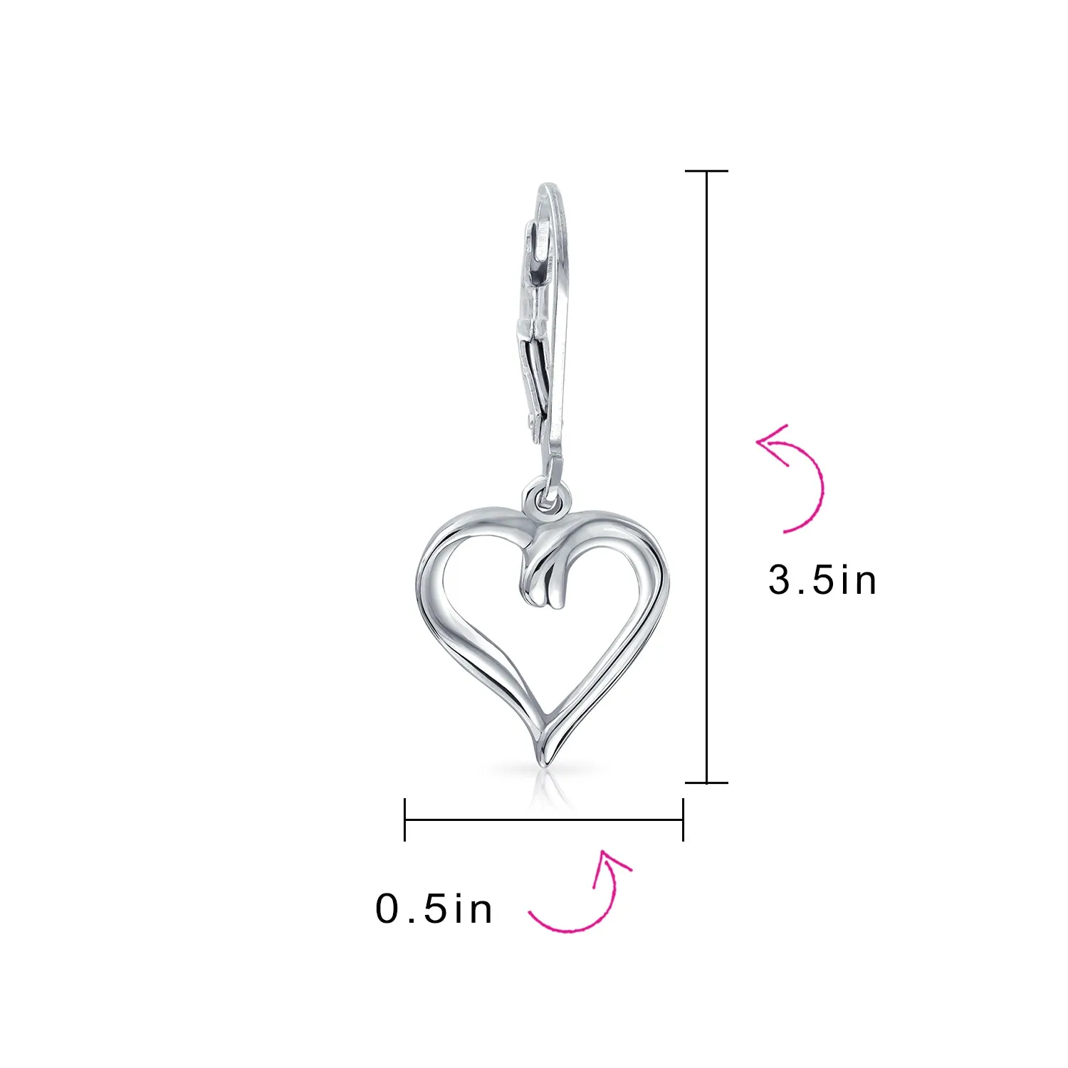 Delicate Open Heart Shaped Dangle Earrings Rose Gold Plated Sterling Silver