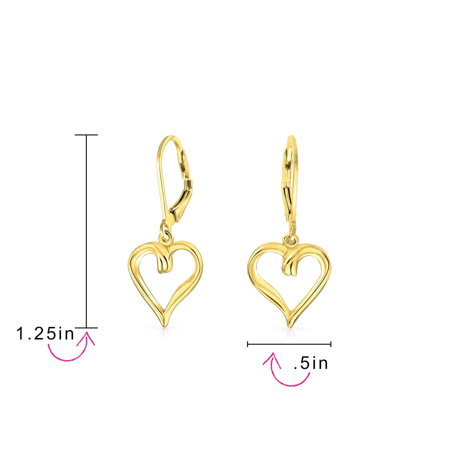 Delicate Open Heart Shaped Dangle Earrings Rose Gold Plated Sterling Silver