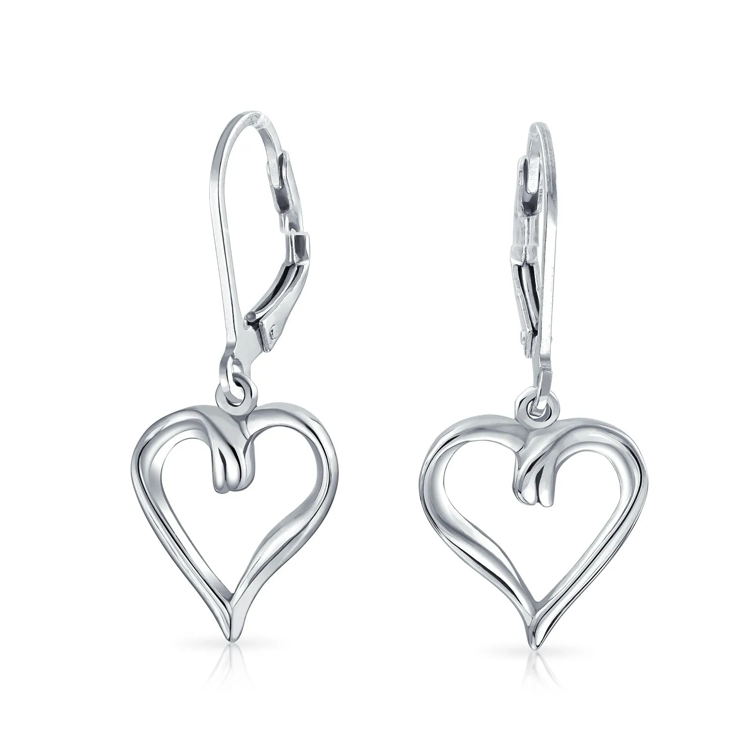 Delicate Open Heart Shaped Dangle Earrings Rose Gold Plated Sterling Silver