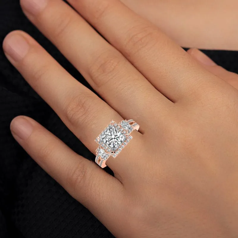 Erica - GIA Natural Princess Diamond Engagement Ring