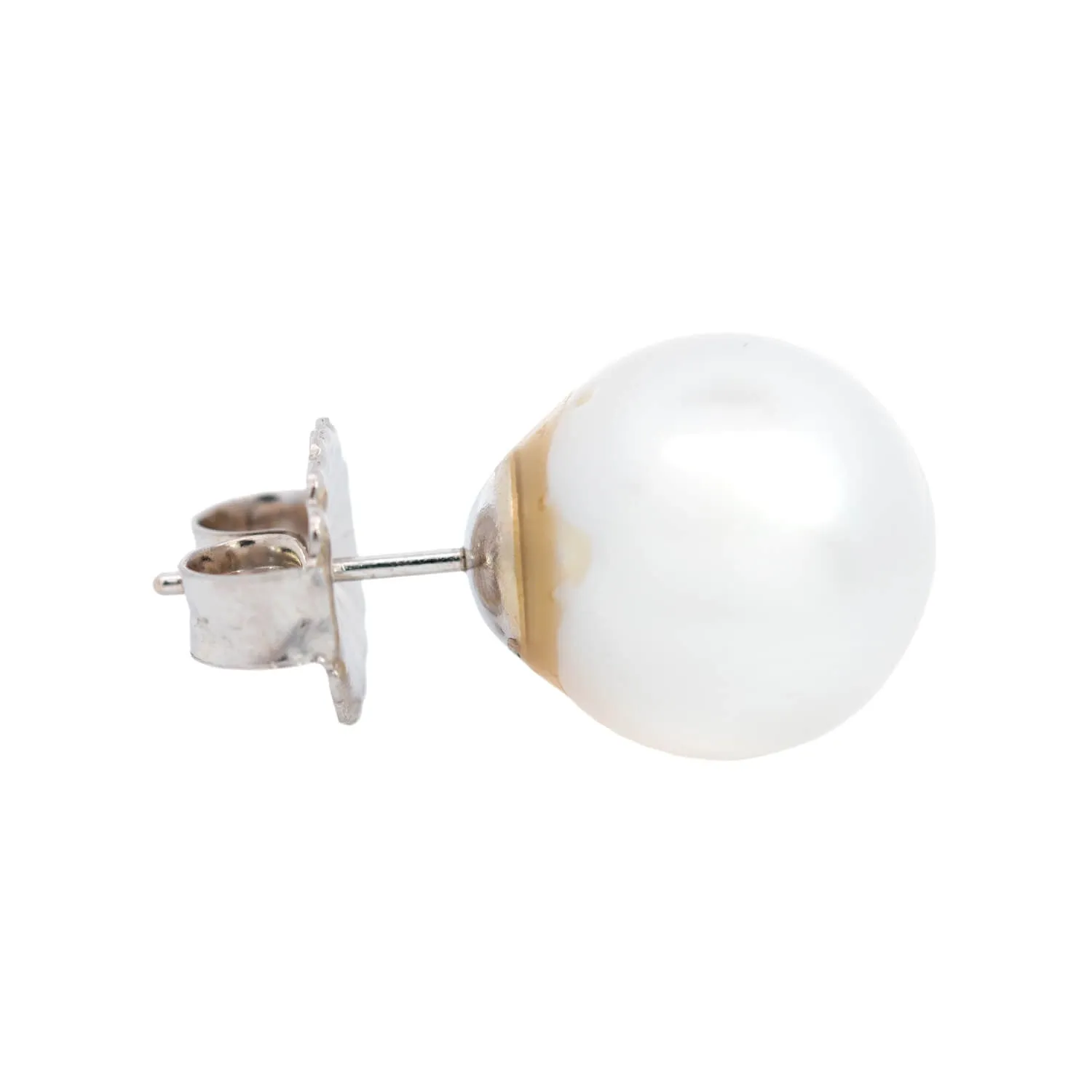 Estate 14kt Cultured Pearl Stud Earrings 13mm