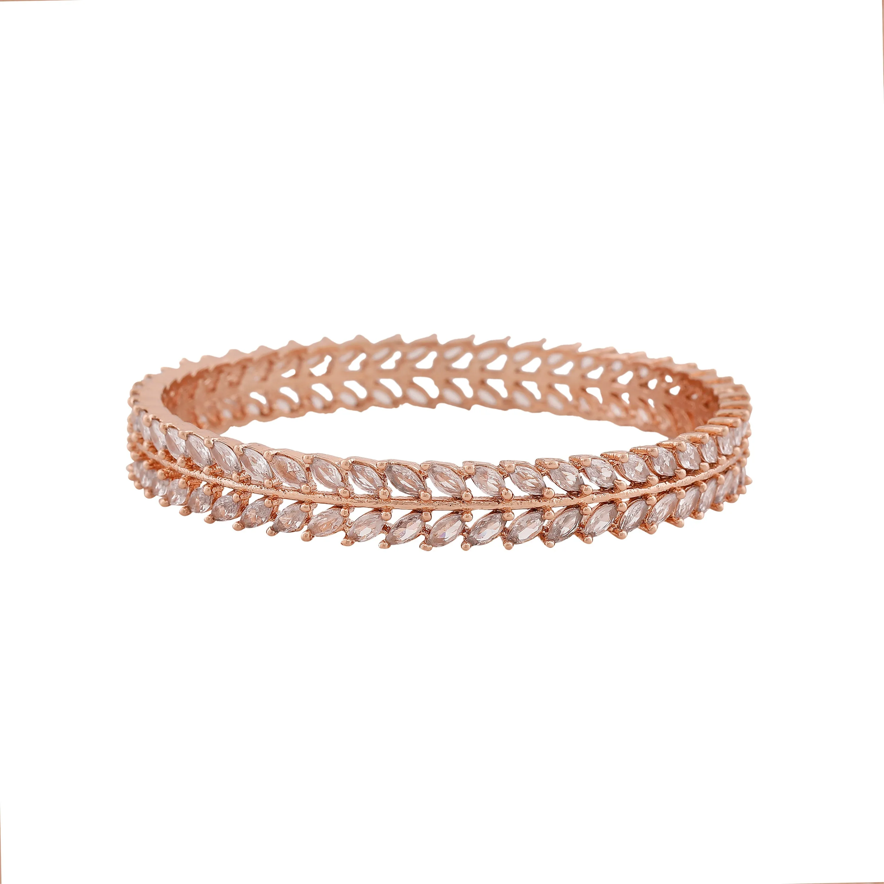 Estele Rosegold Plated Charming White American Diamond Bangles|Available Sizes in 2:6 & 2:8|A Dazzling Choice for Modern Women