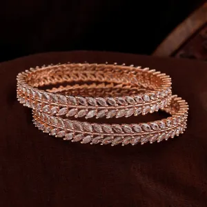 Estele Rosegold Plated Charming White American Diamond Bangles|Available Sizes in 2:6 & 2:8|A Dazzling Choice for Modern Women