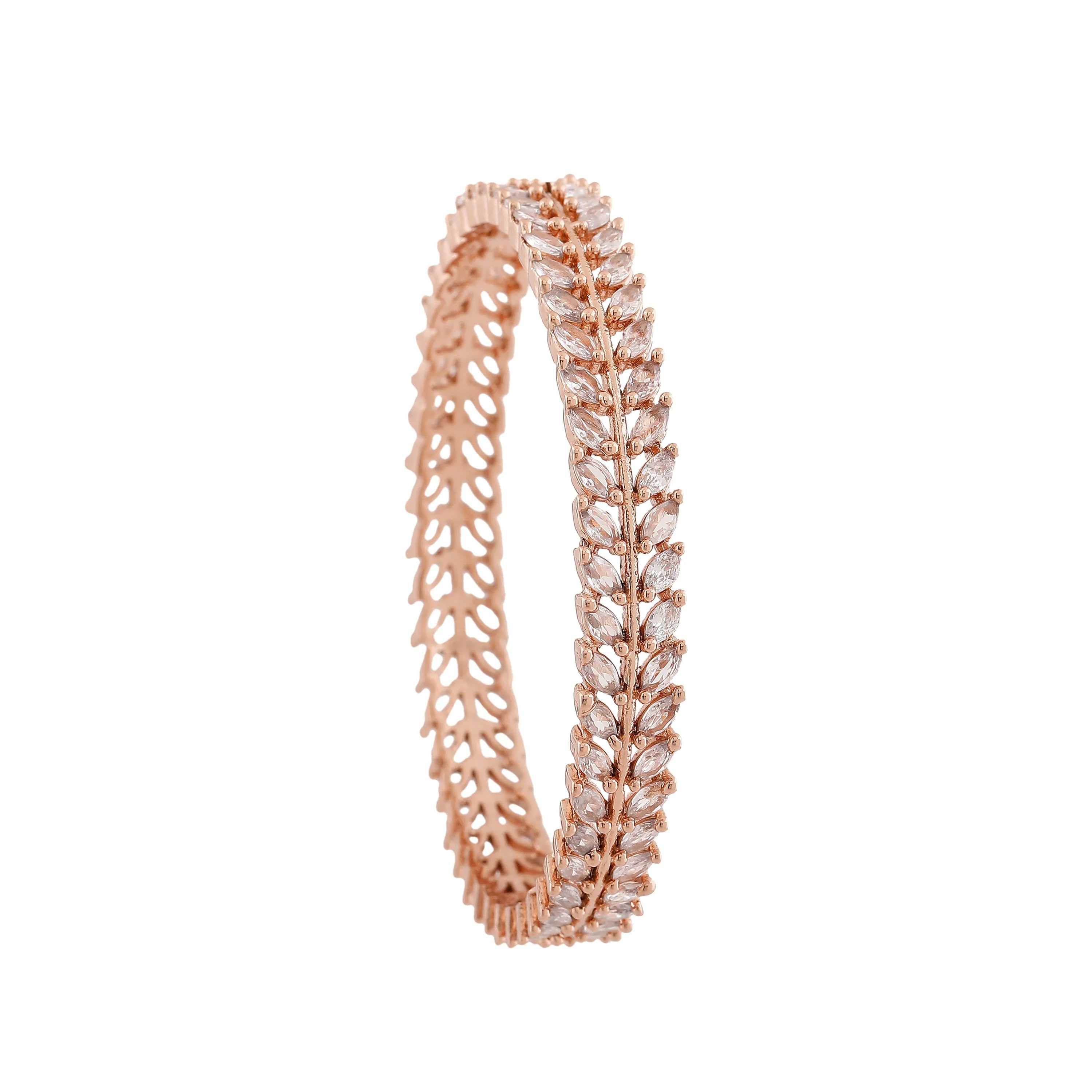 Estele Rosegold Plated Charming White American Diamond Bangles|Available Sizes in 2:6 & 2:8|A Dazzling Choice for Modern Women