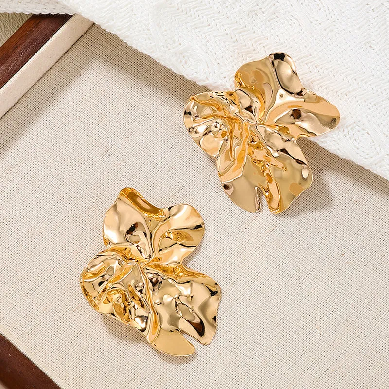 European and American Fashion Liquid Metal Irregular Flower Earrings - Vienna Verve Collection