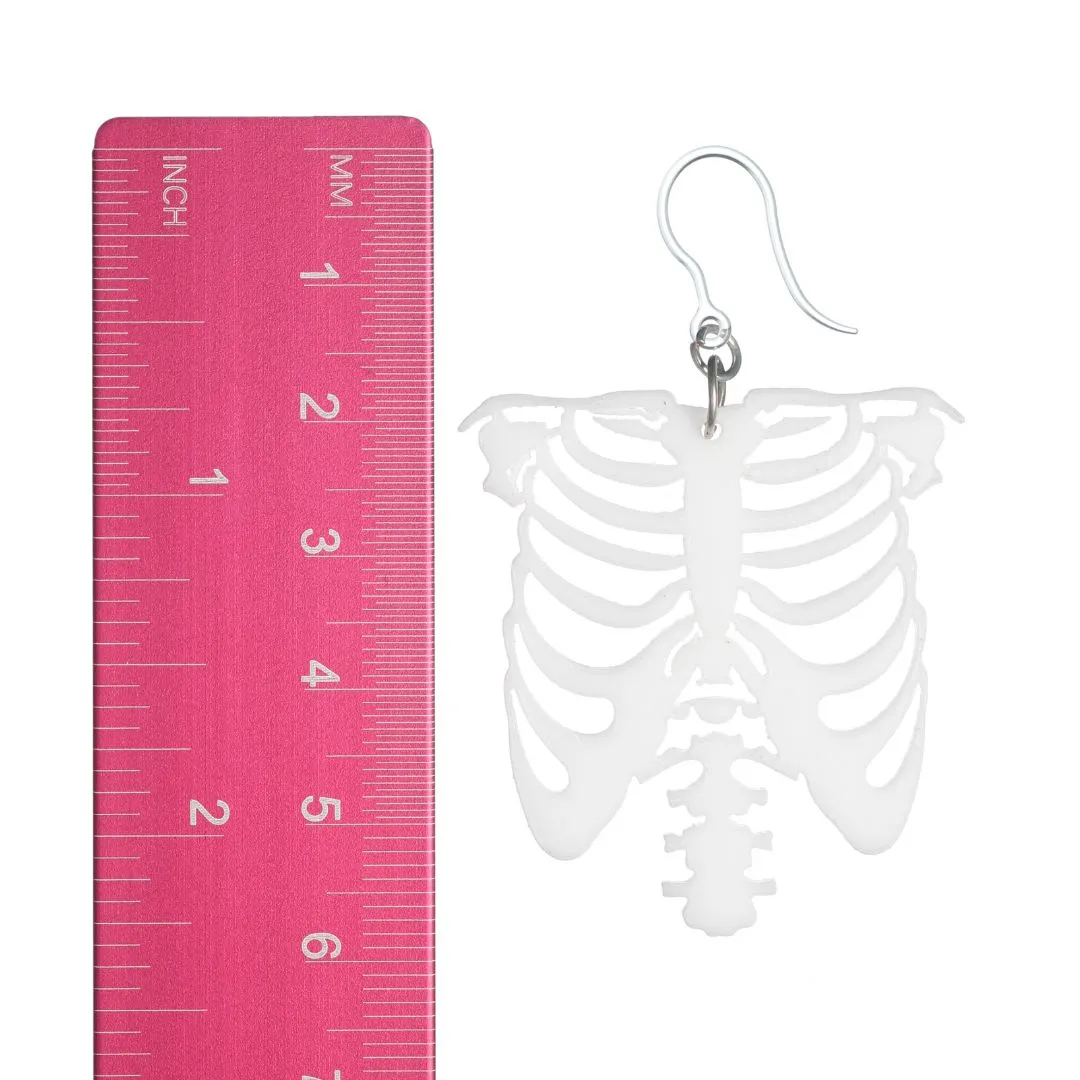 Exaggerated Skeleton Ribs Dangles Hypoallergenic Earrings for Sensitive Ears Made with Plastic Posts