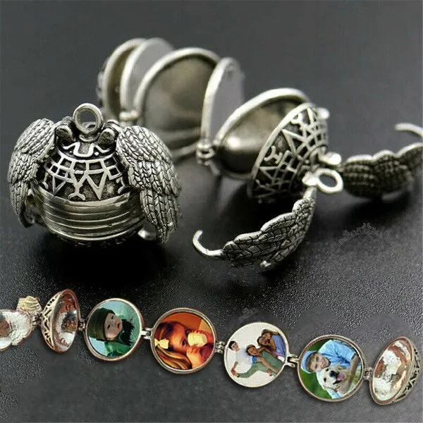 Expanding Photo Locket Necklace For Unisex Engravable Angel Wings Gift Jewelry Necklace Album Box