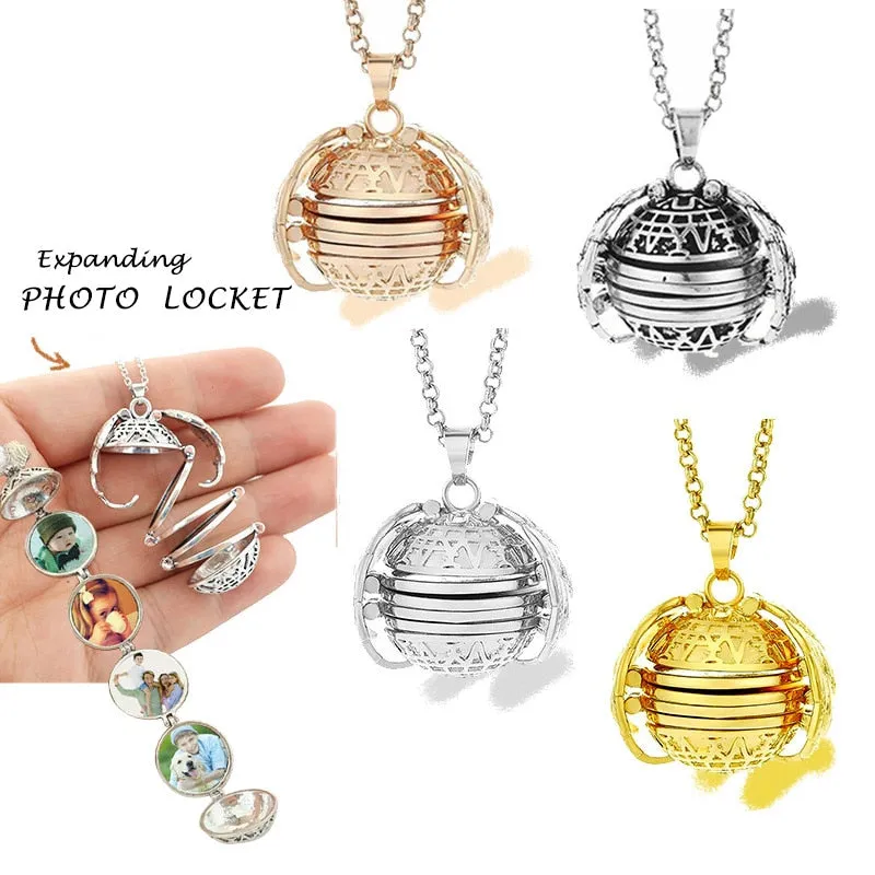 Expanding Photo Locket Necklace For Unisex Engravable Angel Wings Gift Jewelry Necklace Album Box