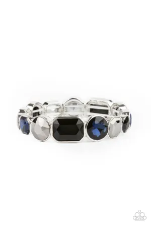 Extra Exposure Multi Blue, Black and Hematite Rhinestone Bracelet - Paparazzi Accessories