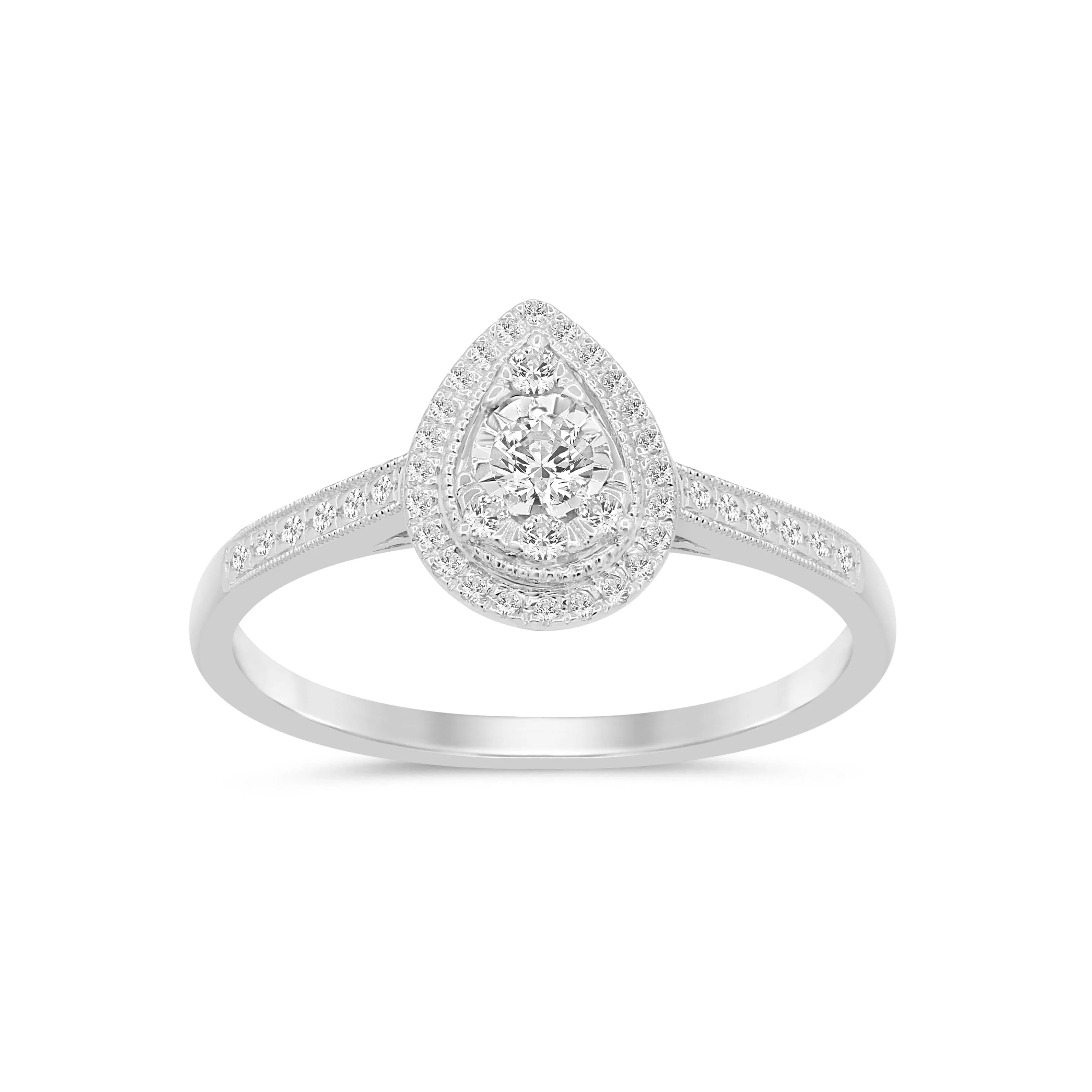 Facets of Love Pear Shaped Ring with 1/4ct of Diamonds in 18ct White Gold