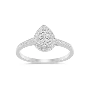 Facets of Love Pear Shaped Ring with 1/4ct of Diamonds in 18ct White Gold