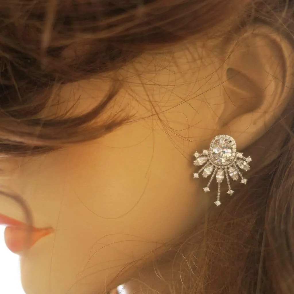 Fan Shape CZ Earrings, Parla