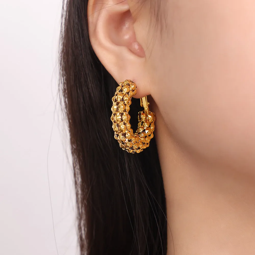 Fashionable Geometric Gold-Plated Earrings with Personality Design