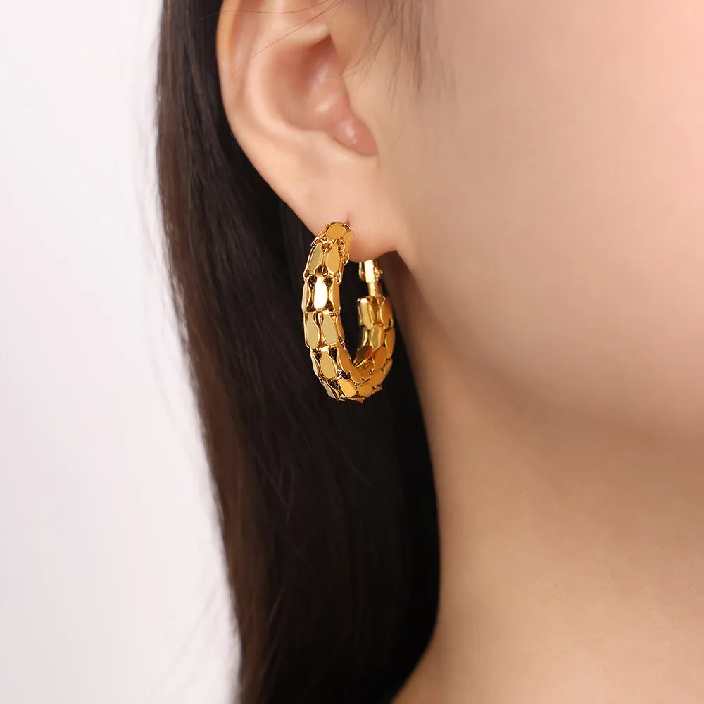 Fashionable Geometric Gold-Plated Earrings with Personality Design