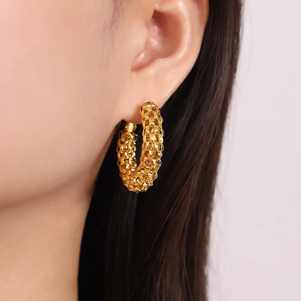 Fashionable Geometric Gold-Plated Earrings with Personality Design