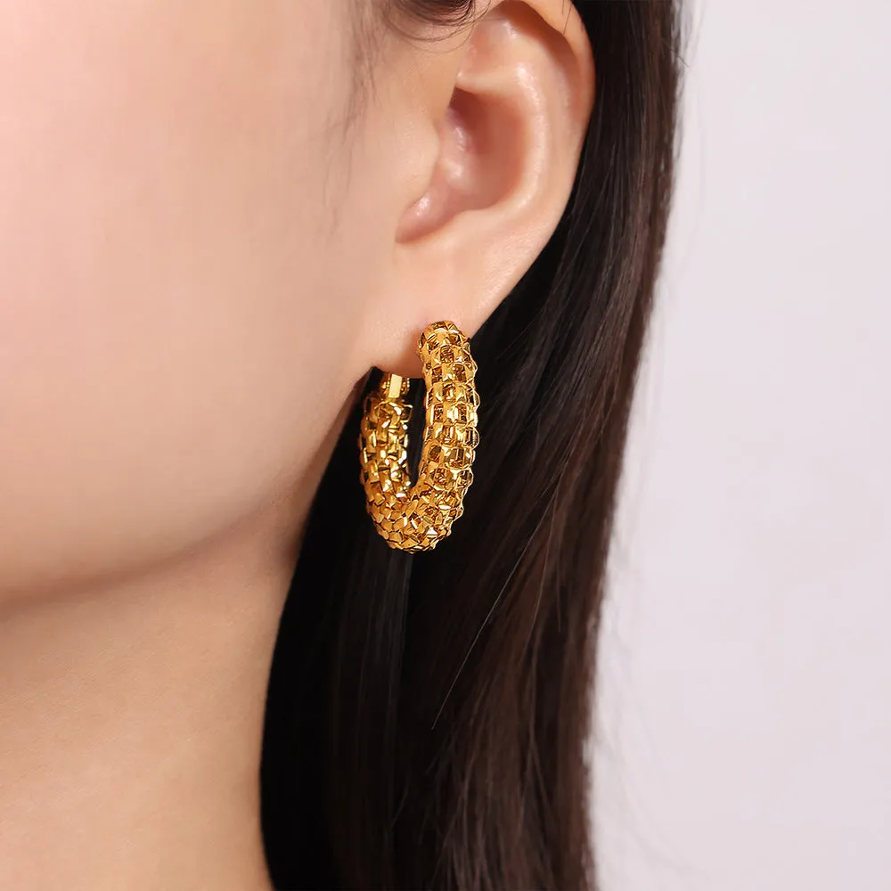 Fashionable Geometric Gold-Plated Earrings with Personality Design