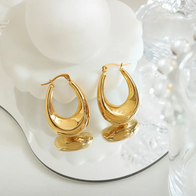 Fashionable Gold-Plated Titanium Steel U-Shaped Earrings with Cross-Border European and American Style