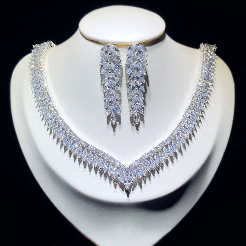 Fine Zirconia Silver Cubic Jewelry Sets For Women