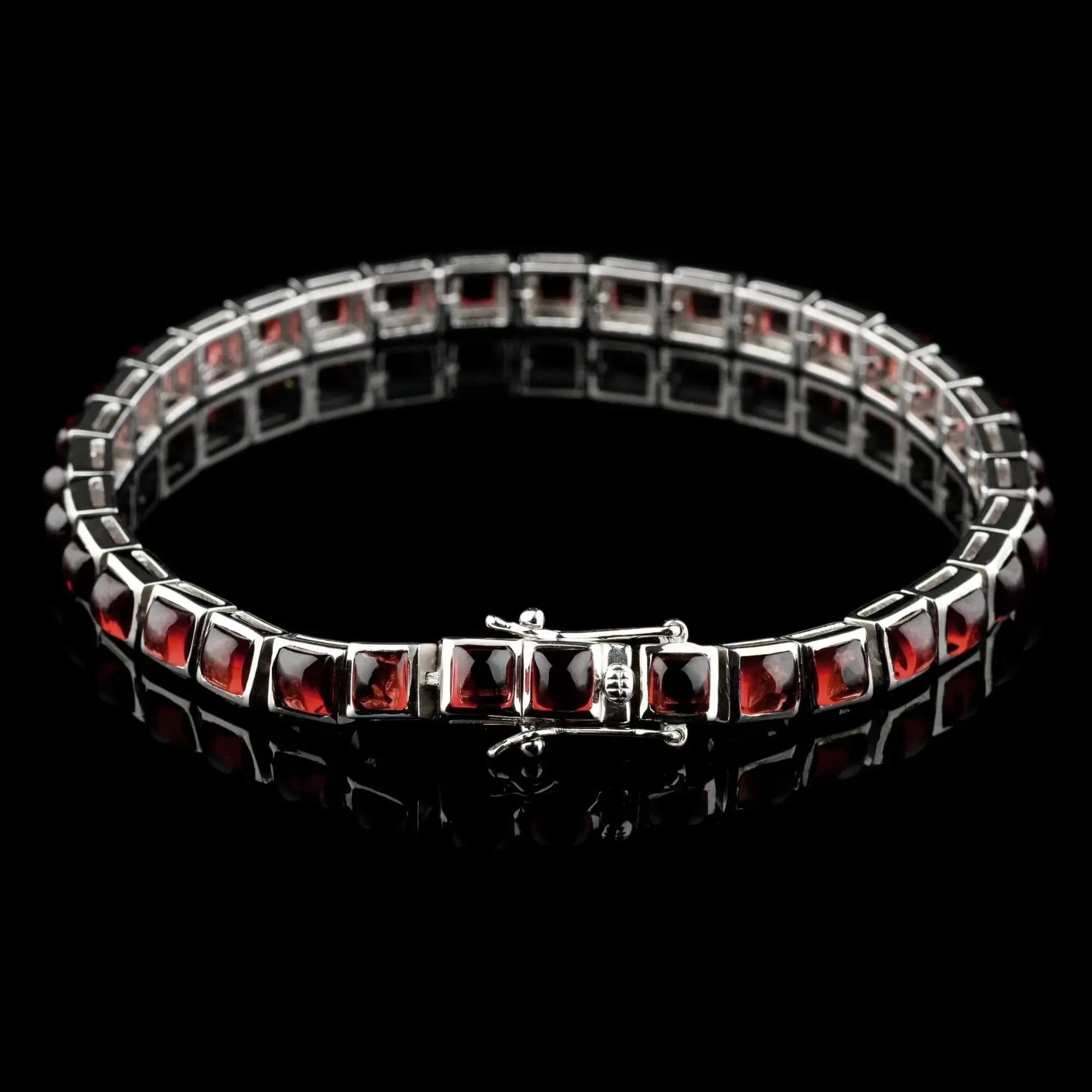 Garnet - Silver Tennis Bracelet I