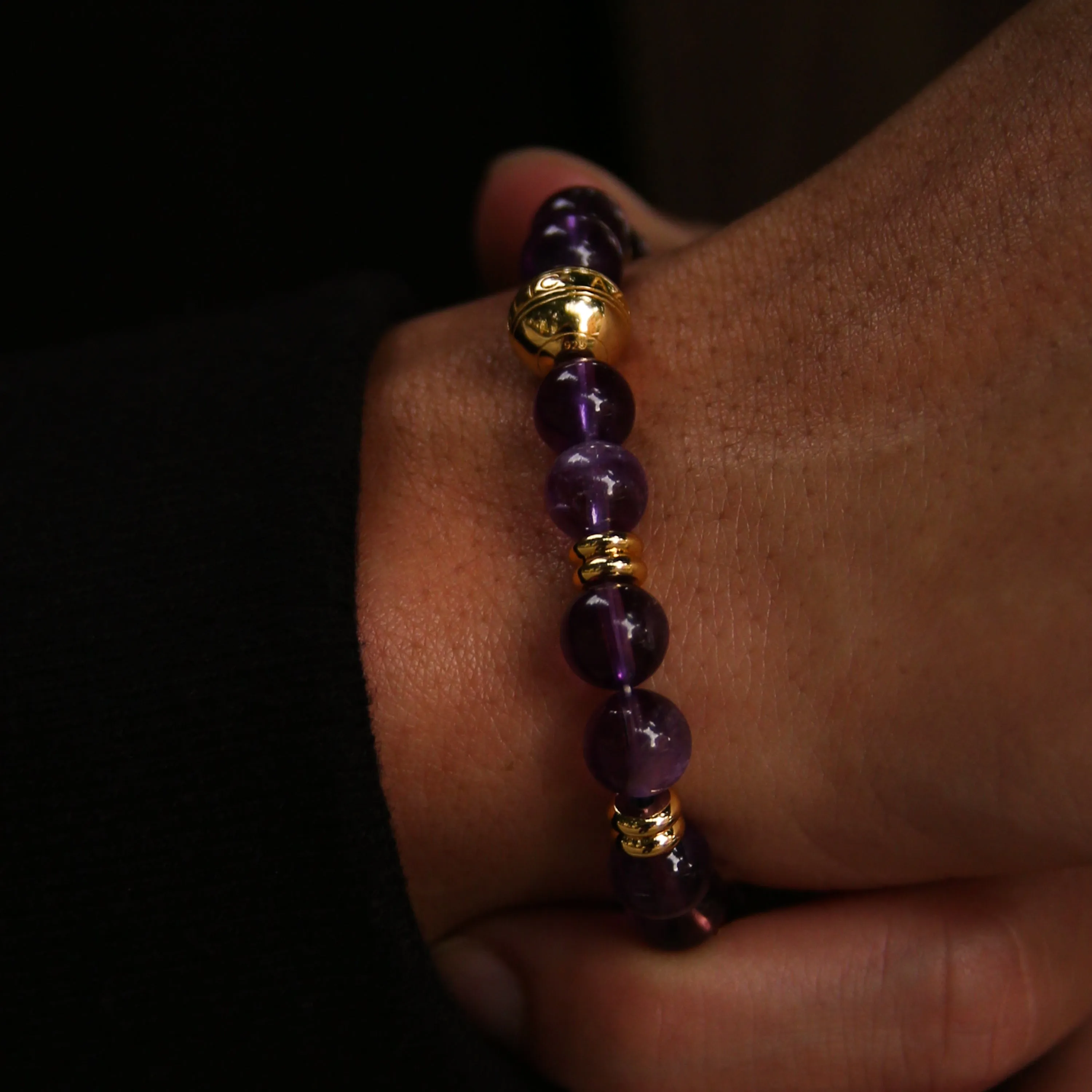 Gold Amethyst Chakra Bracelet | Gold Beaded Bracelet