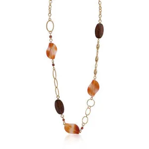 Gold Chain Necklace With Warm Colored Stones