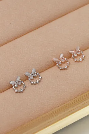 Gold Plated Butterfly Pearl Dainty Stud Earring