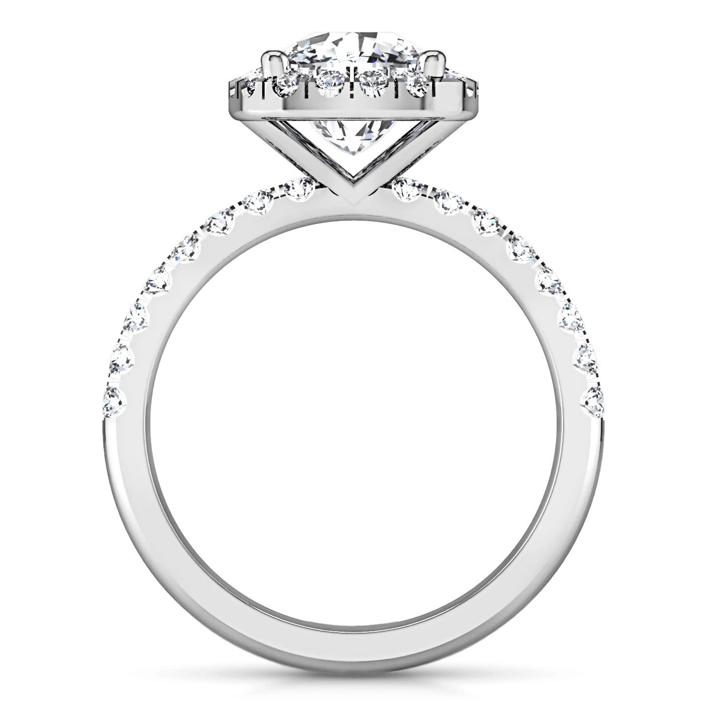 Halo Cushion Cut Diamond Engagement Ring Jessica 14K White Gold