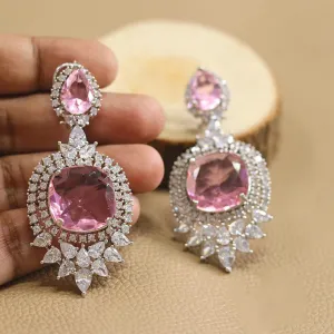 Handmade American Diamond tribal earrings with a unique ethnic design perfect for a bold and fashionable ethnic statement