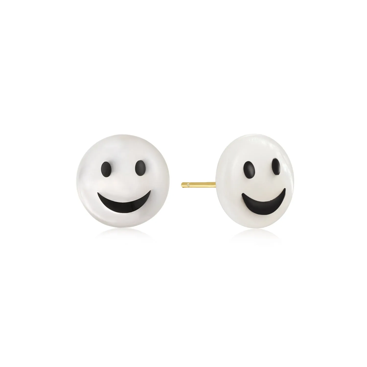 Happy Kids | Laugh Single Stud | White Mother of Pearl | 14K Gold Plated 925 Silver