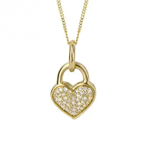 Heart Padlock Pave Diamond 9ct Yellow Gold Pendant GP1001