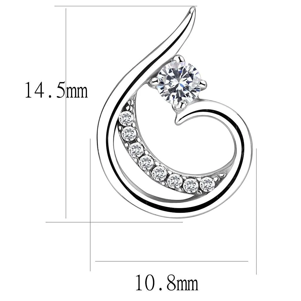 High polished (no plating) Stainless Steel Earrings with AAA Grade CZ in Clear for Women Clear Stone Color Style DA077