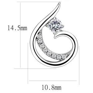 High polished (no plating) Stainless Steel Earrings with AAA Grade CZ in Clear for Women Clear Stone Color Style DA077