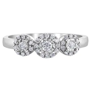 Illusion Trinity Ring with Floral Diamond Halo