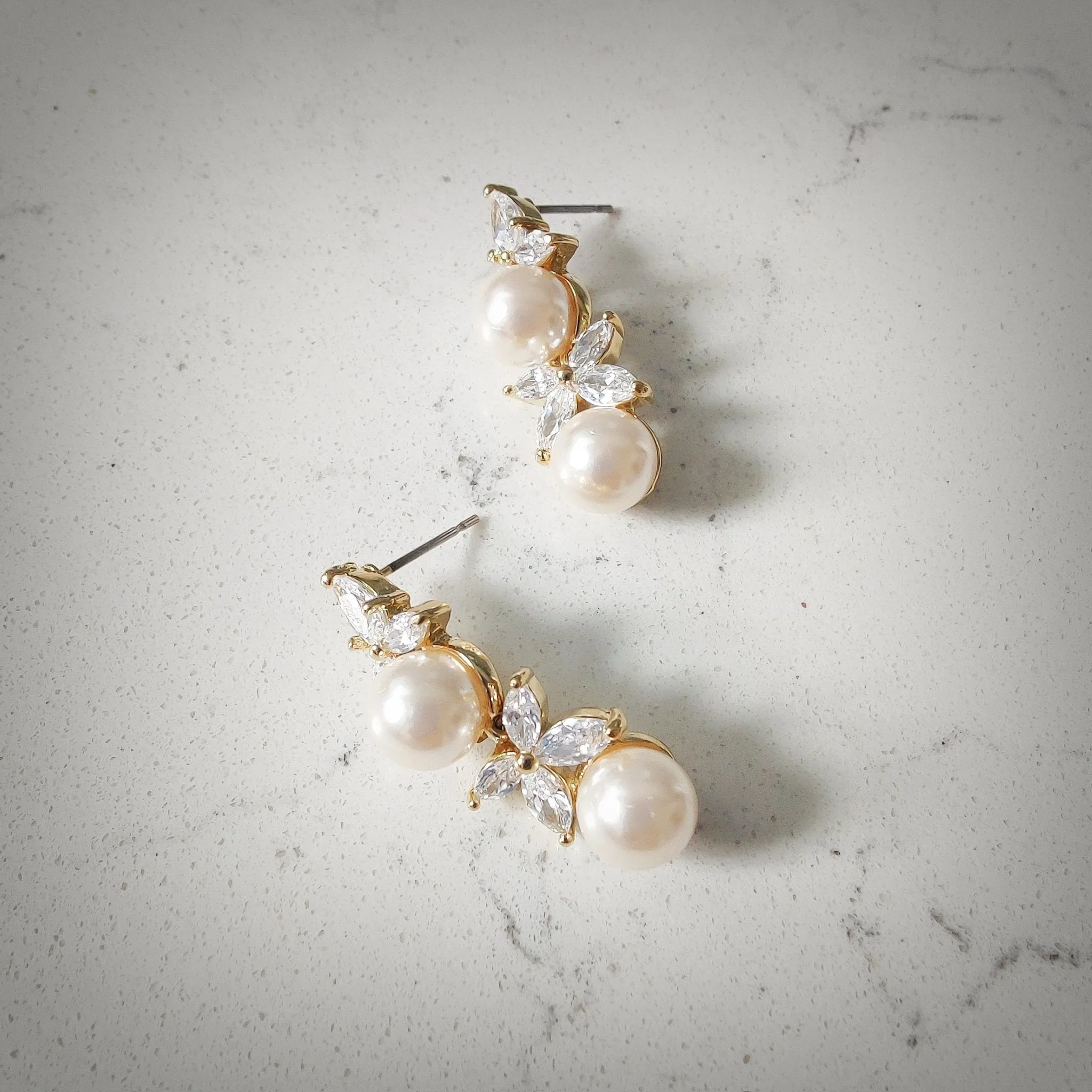 Ivory Pearl CZ Earrings