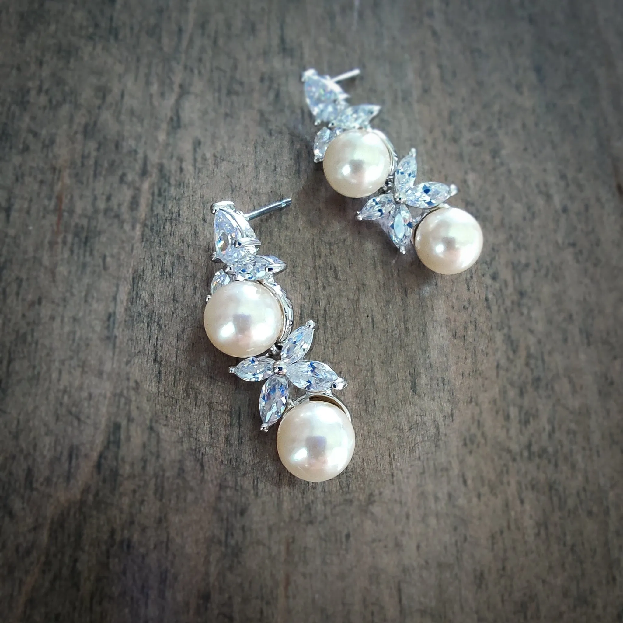 Ivory Pearl CZ Earrings