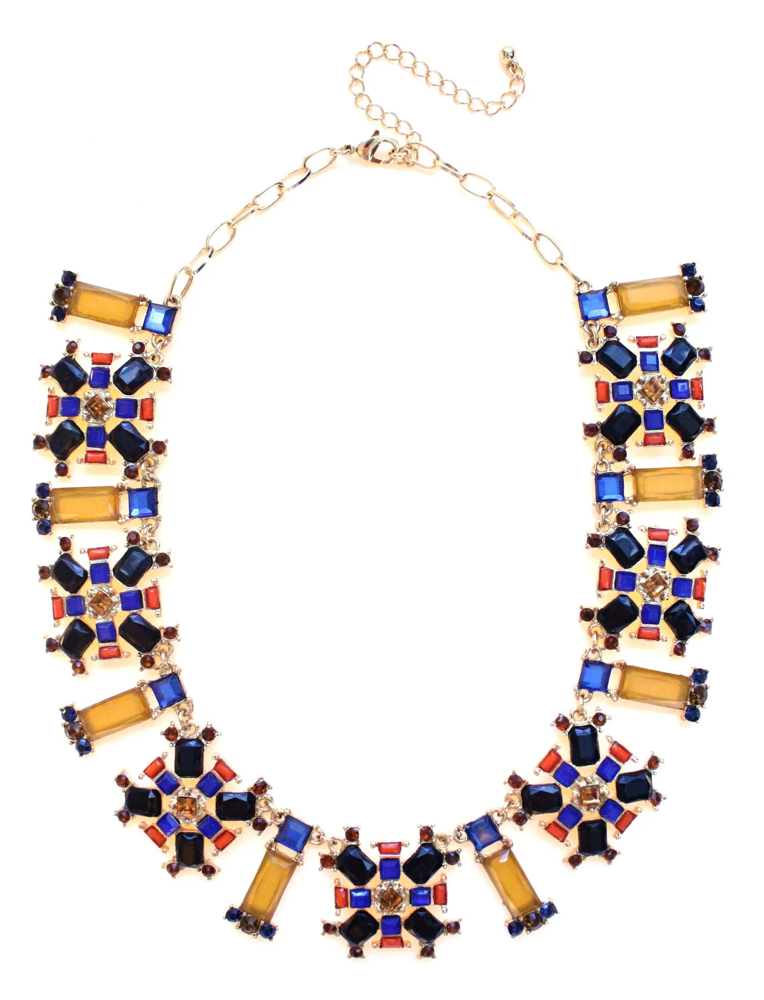 Jeweled Geometric Squares Necklace