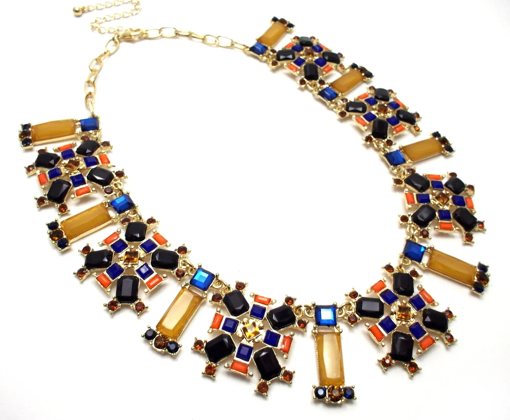 Jeweled Geometric Squares Necklace