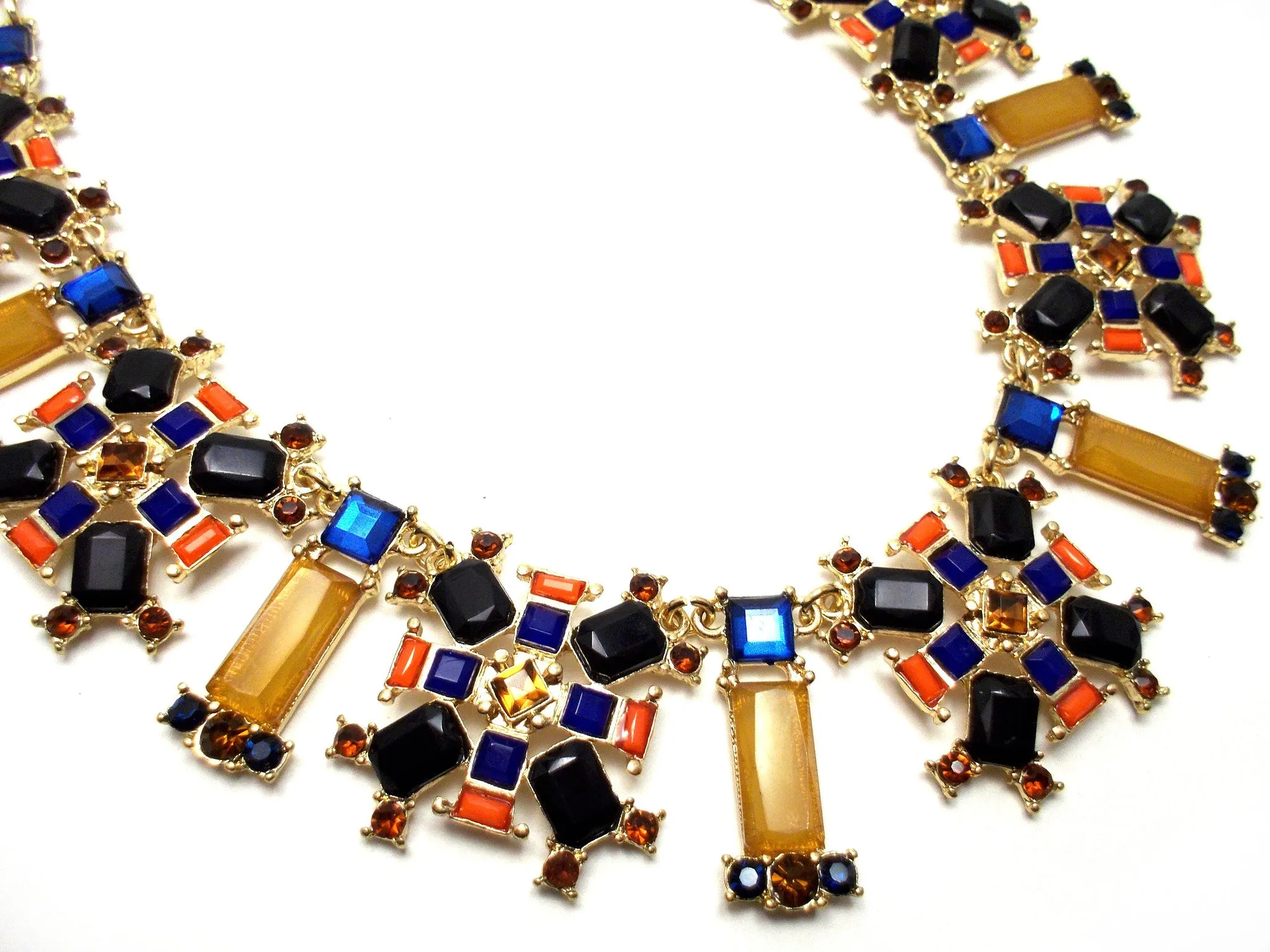 Jeweled Geometric Squares Necklace