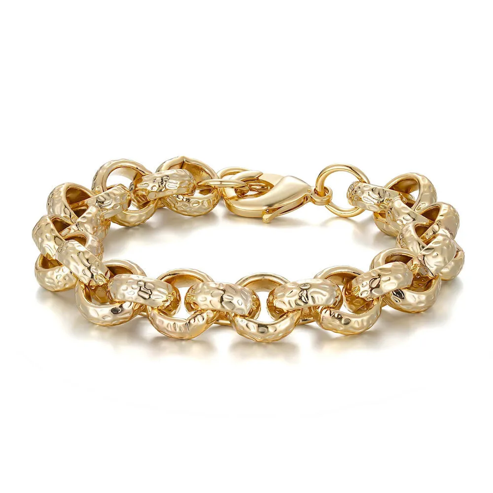 Kids 12mm Gold Filled Diamond Cut Pattern Belcher Bracelet 6 Inch