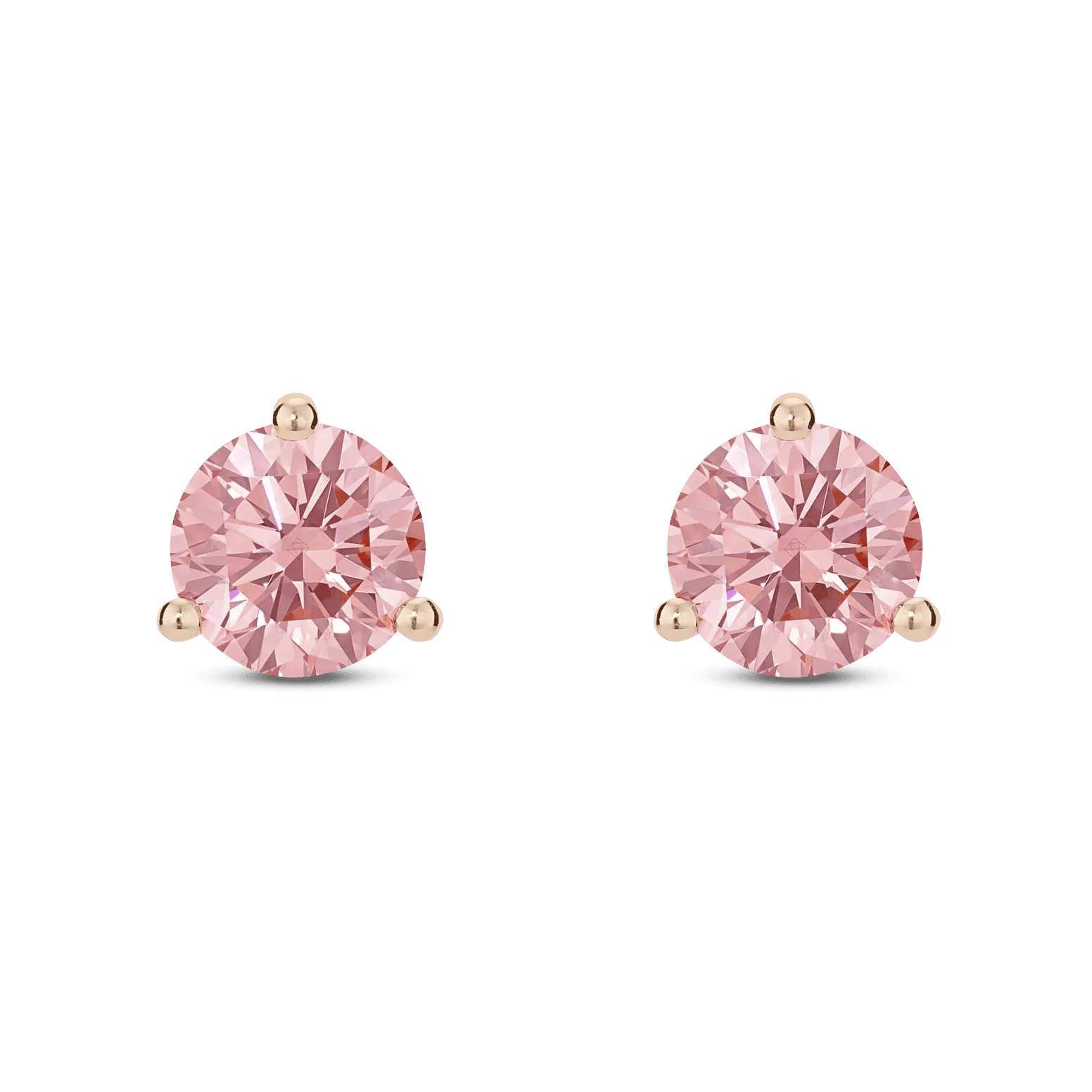 Lab-Grown Diamond 1ct. tw. Round Brilliant Solitaire 14k Gold Studs | Pink