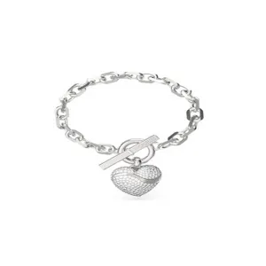 Ladies T-Bar Crystal Hearts Bracelet UBB04496RHL