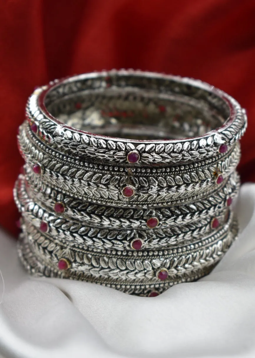 LEAF DESIGNER OXIDISED BANGLES