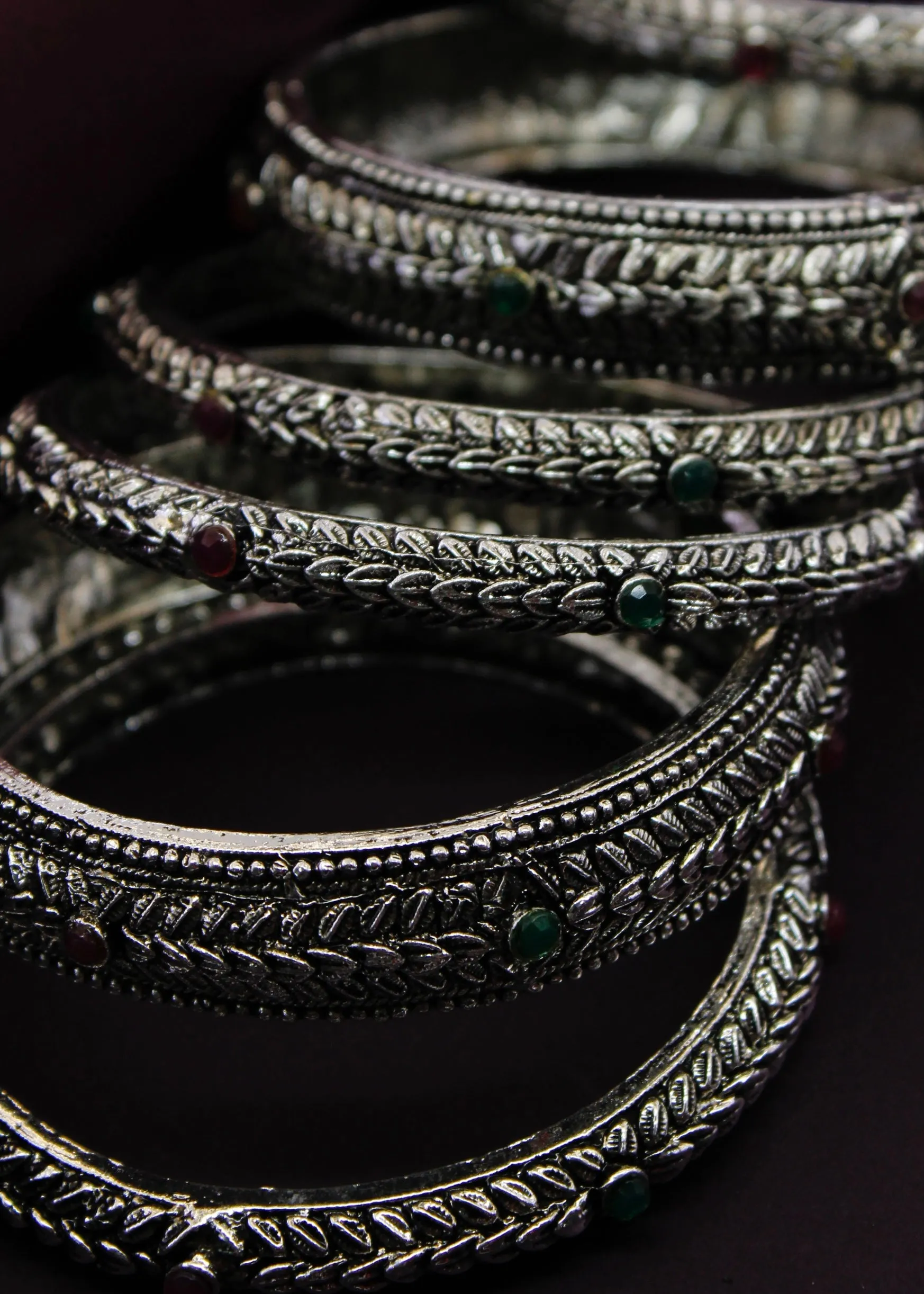 LEAF DESIGNER OXIDISED BANGLES